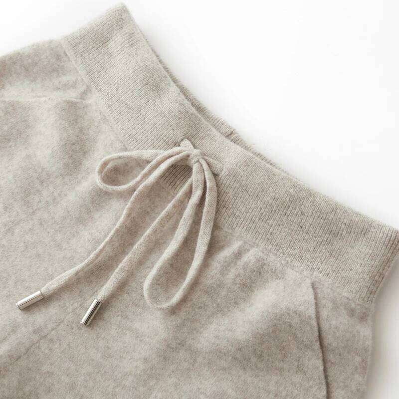 100% Merino Wool Women's Knitted Trousers, Popular, Fashionable, Warm, Pocket, Small Leg Pants 2024 Autumn And Winter New Style 250806