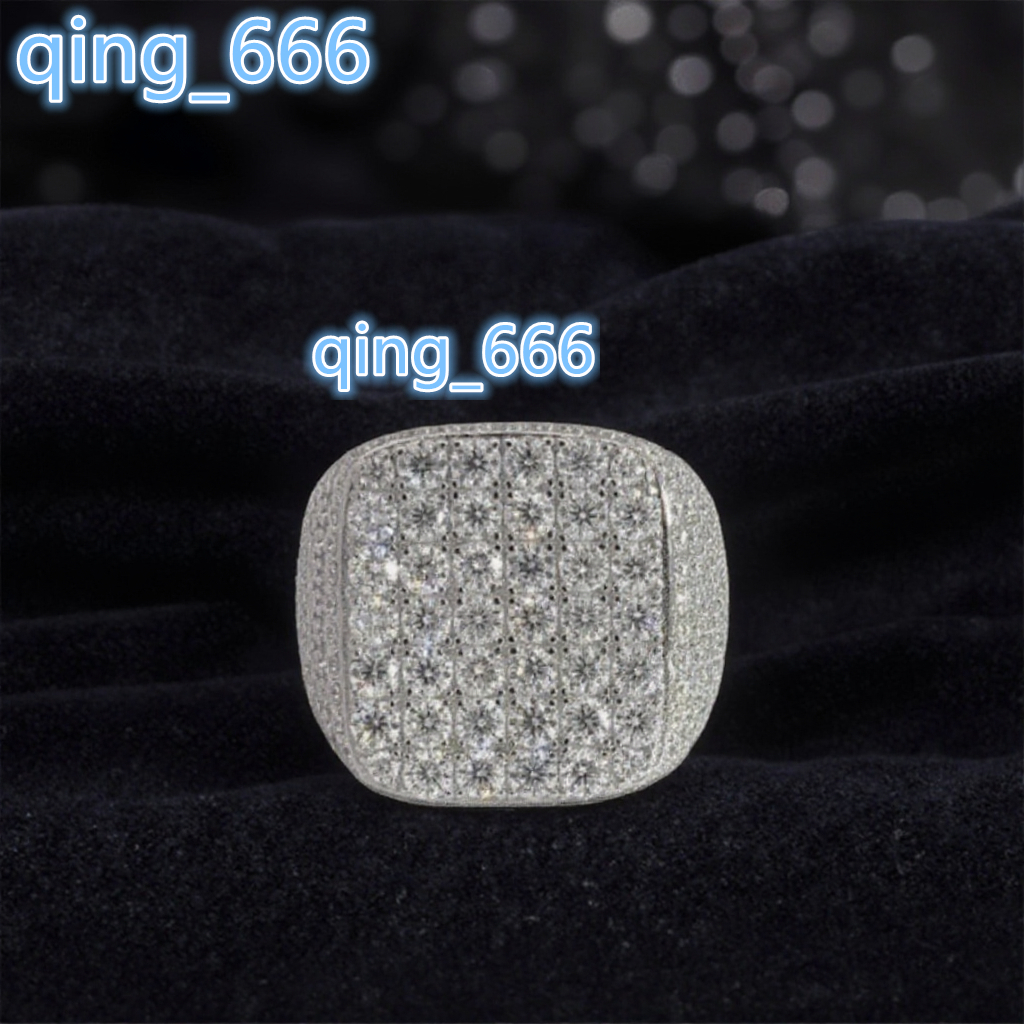 Fancy Men Rings 925 Silver Fully Iced Out Hip Hop Pass Diamond Tester Buss Down VVS Moissanite Ring