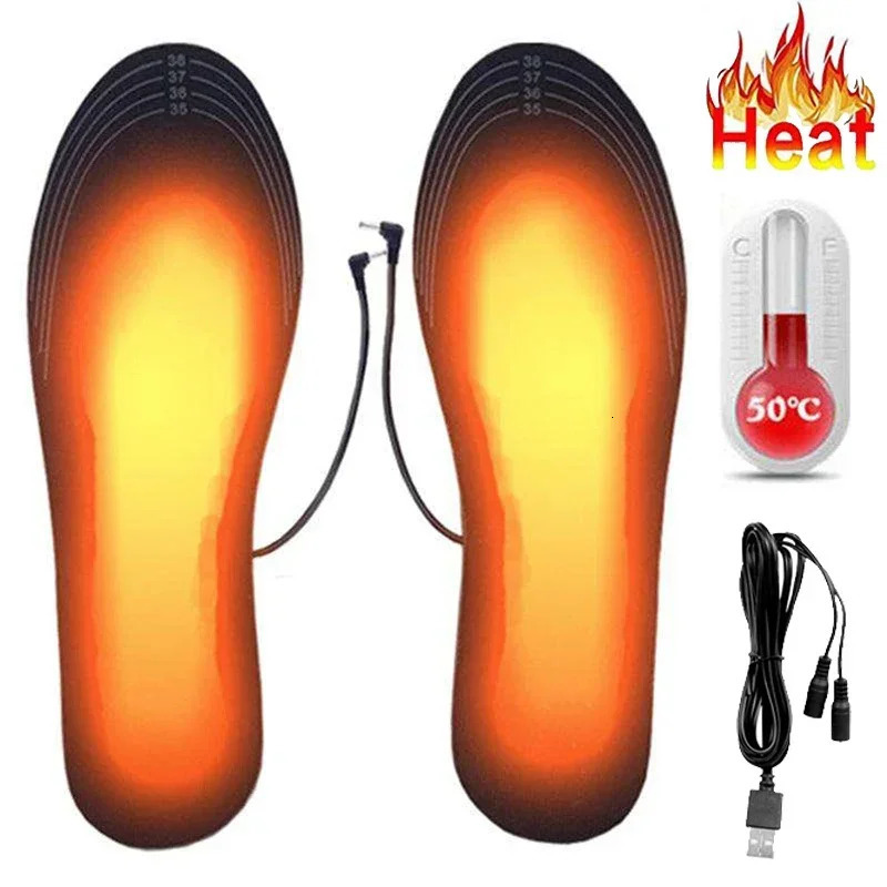 USB Rechargeable Heated Insoles Size 35-46 DIY Customizable Electric Heated Shoes Pad for Outdoor Skiing Winter Foot Warmers 250805