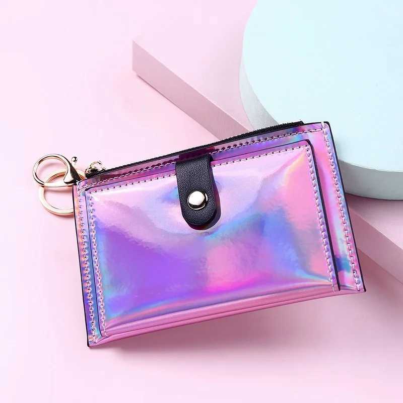 2023 New Laser Women Wallets Fashion Keychain Zipper Coin Purse Mini Small Money Bag HolderXJ250806