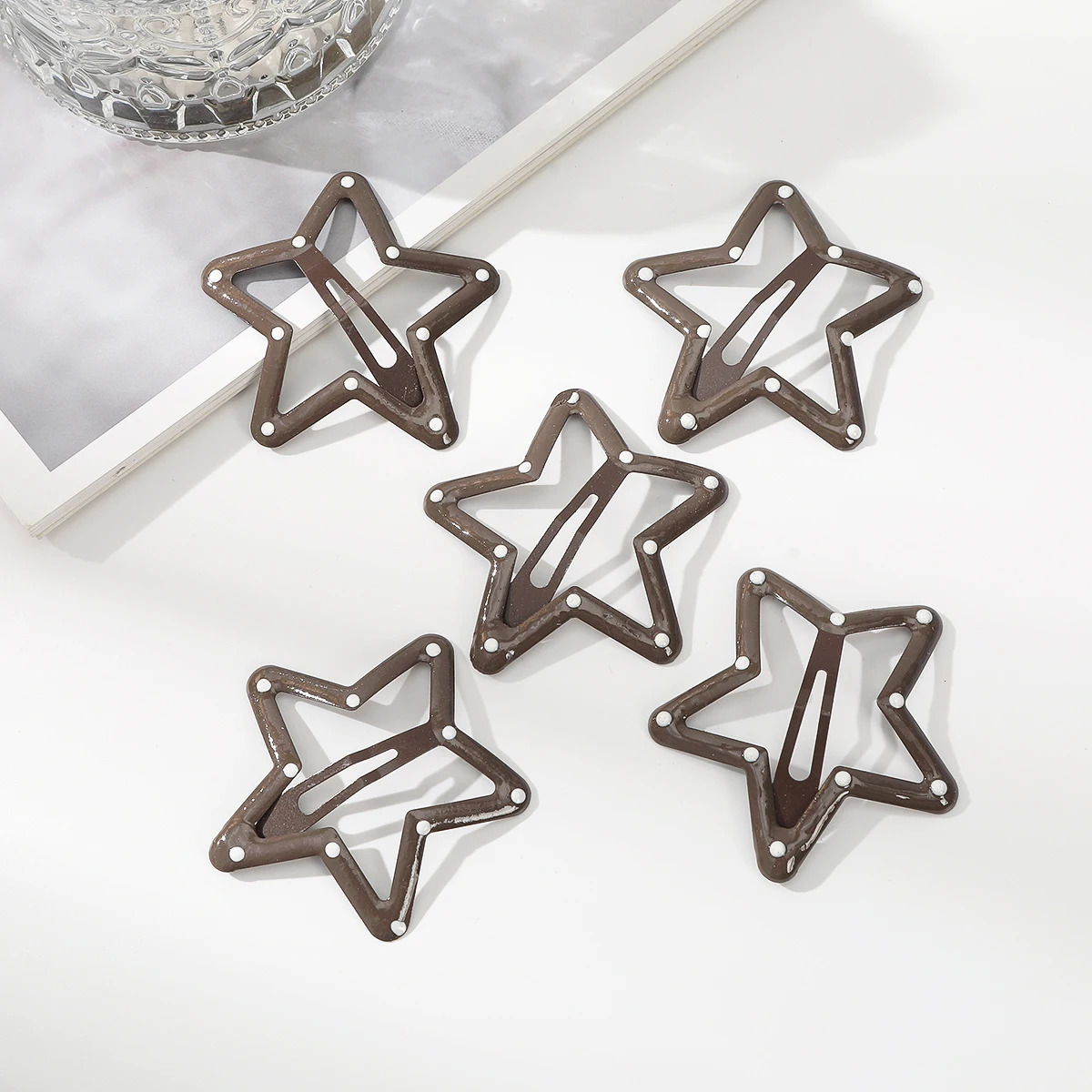 AWAYTR Speckled Star Heart Hairpin Printed Alloy Hair Clips Valentine Headwear Girl Hair Accessories Festival Gift 250730