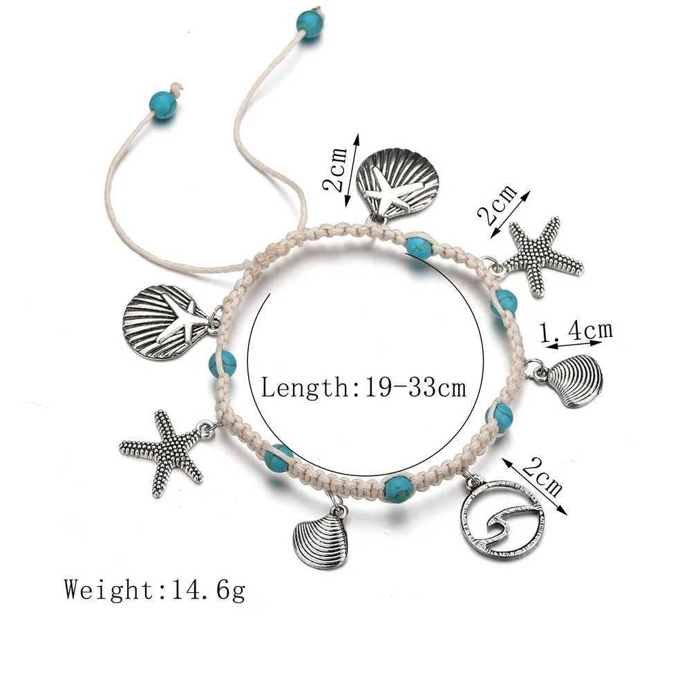 Trendy Starfish Seashell Anklet Set WomenS Beach Wave Adjustable Foot Chain Boho Braided Jewelry Vacation Summer Festival Gift Y250805