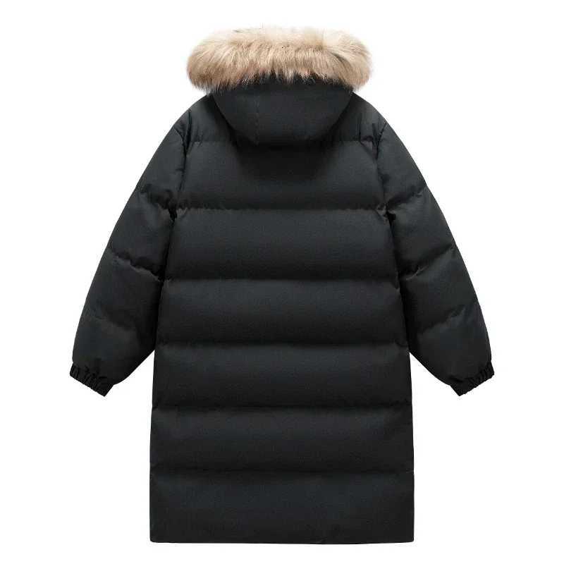 Winter Fur Collar Hooded Jacket Mens Brand Long Thick Warm Down Cotton Padded Coat Couples Casual Large Pocket Windbreak Parka W250806