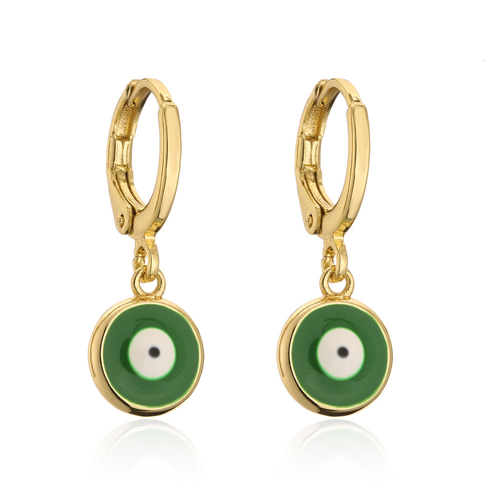 Free Shipping Designer Luxury Jewelry Copper 18K Gold Colored Drip Oil Eye And Ear Pendants Earrings Simple And Fashionable Retro Style Ear Accessorie