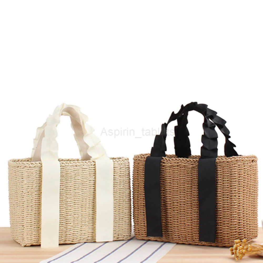 Summer Woven Straw Handbags for Women Bohemian Beach Tote Shopper Purses Boho Paper Knitting Basket Shoulder Bag Clutch New M250806