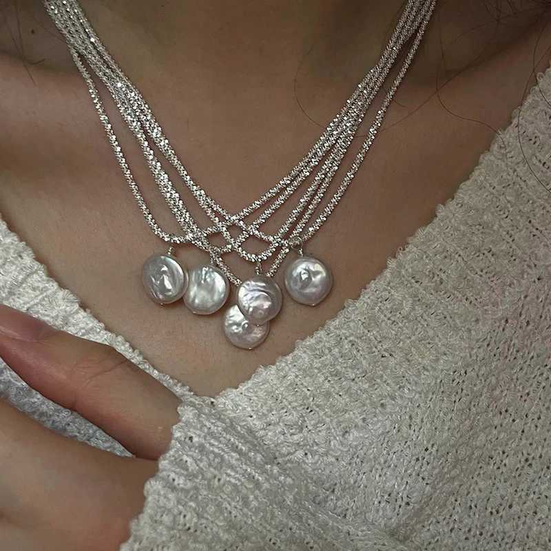 Titanium Steel Baroque Pearl Simple Elegant Thin Chain Pendant Necklace for Women Girl New Trendy Jewelry Wholesale Dropship Y250805