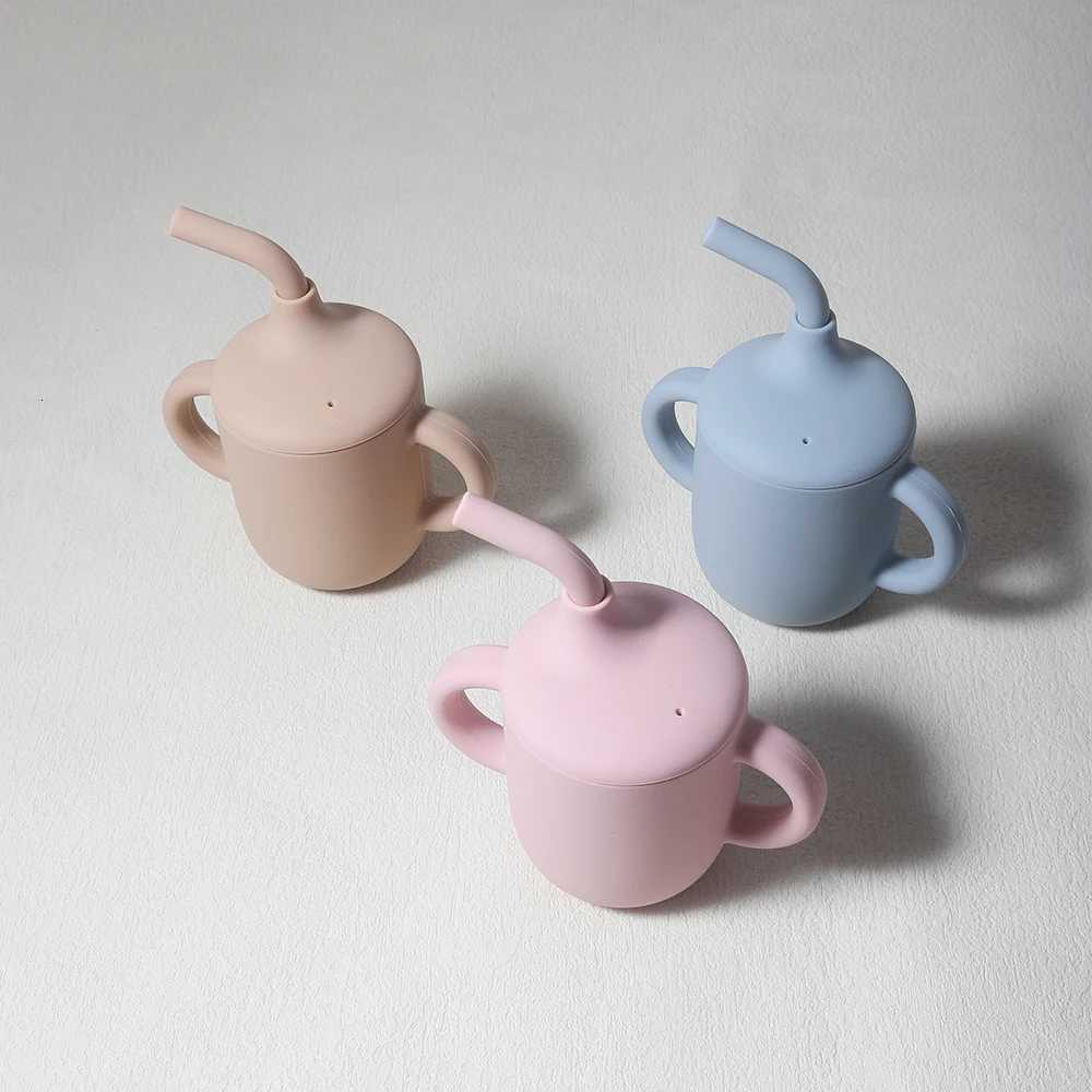 180ML Baby Silicone Sippy Straw Cup BPA-Free Portable Feeding Cup Leakproof Training Cup X250806