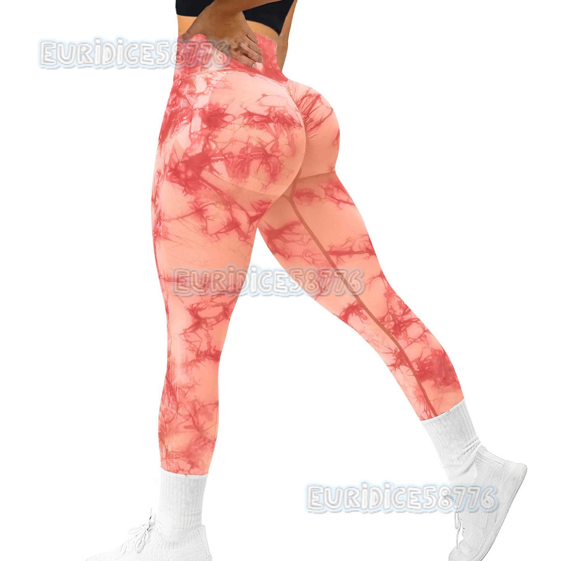 Seamless Tie-dye Yoga Pants High Waist Honey Peach Hip Tights High Elastic Fitness Pants H250806