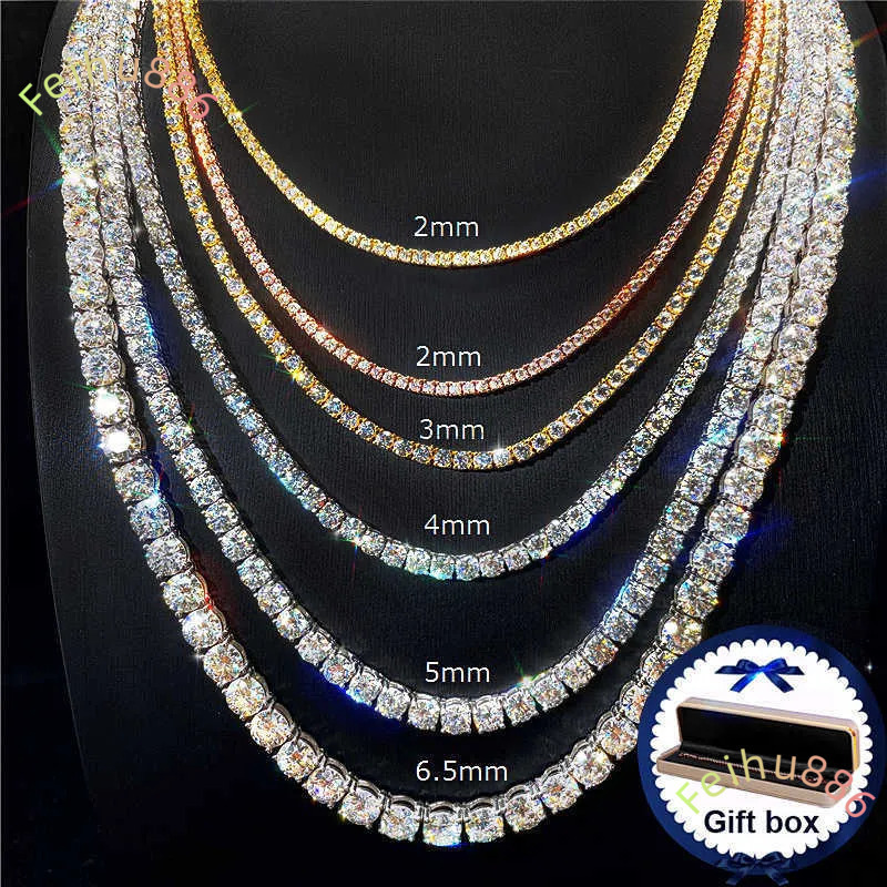 2025 Cheapest Price Hip Hop 925 Silver 2mm 3mm 4mm 5mm 6mm VVS Moissanite Diamond Bracelet Necklace Moissanite Tennis Chain