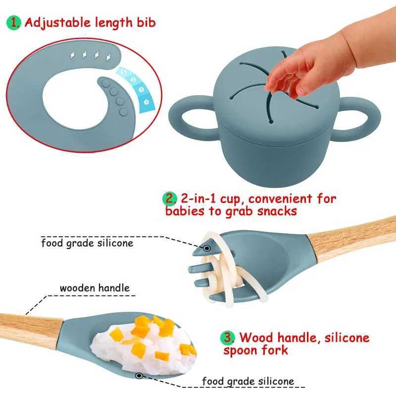 Free Personalized Names Baby Feeding Set 6Pcs Silicone Sucker Bowl Plate Straw Cup Childrens Dishes Set Newborn Gift BPA Free X250806