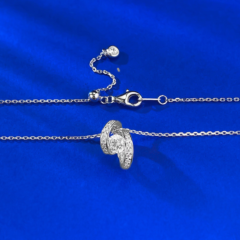 Hui Zhi Wing Jewelry Model S Sier Rotating Heart Inlaid Pendant Fashion Style Telescopic Necklace