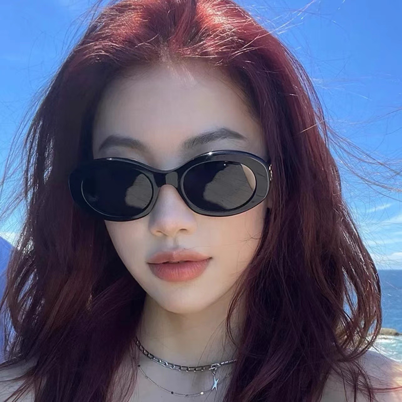 Free Shipping 2025 New Designer Sunglasses American Style Sunglasses For Women Retro Cat Eye Black High-end Glasses Internet Celebrity Hot-selling Sun
