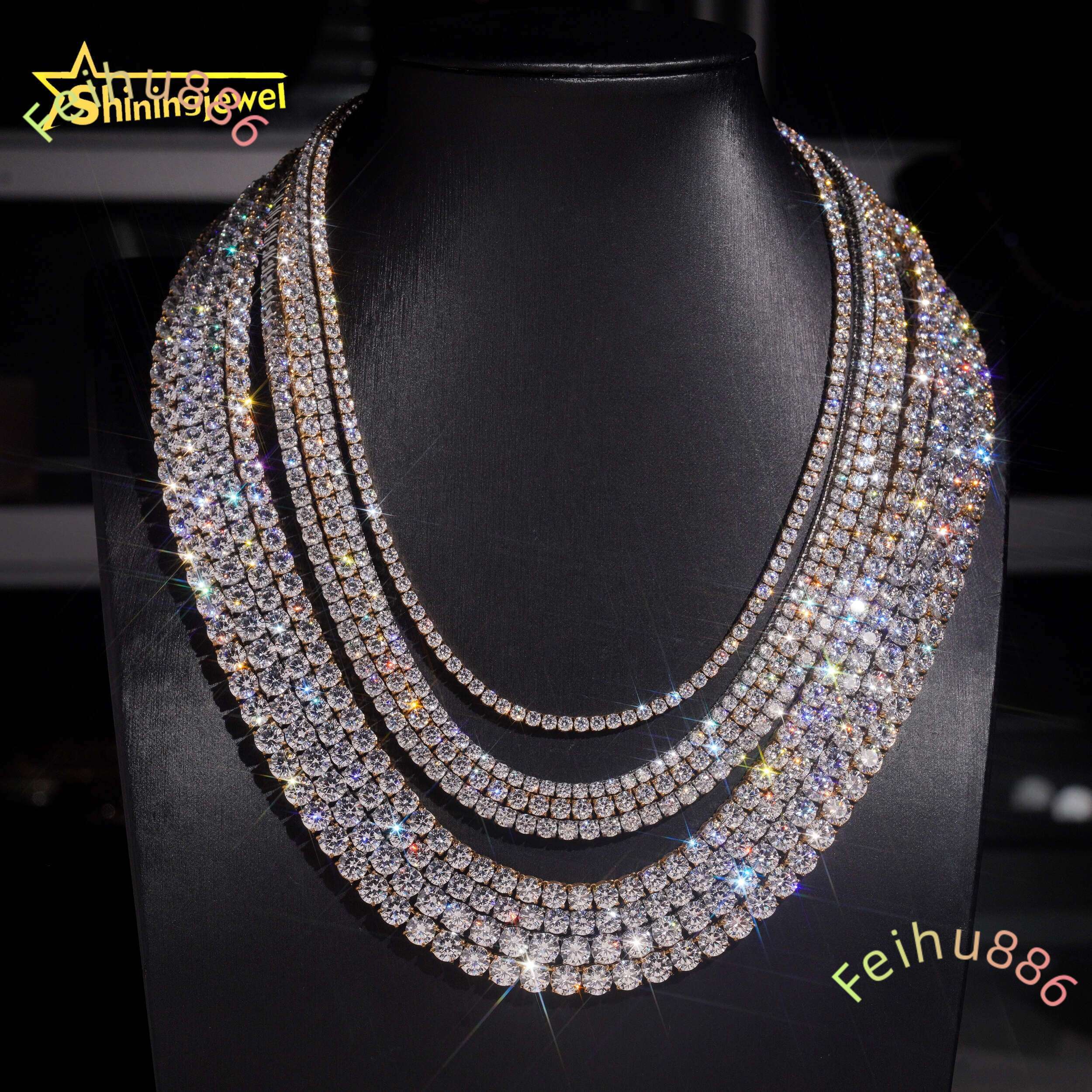 Factory Price Hip Hop 3mm 4mm 5mm 6mm Tennis Chain Stainless Steel 316L Fashion Chain Men Women Moissanite Diamond Tennis Necklace