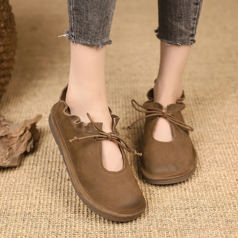 Artmu Original Flats Shoes for Women Lace Up Genuine Leather Spring Summer Soft Comfort Elegant Shoes for Ladies Zapatos 250731