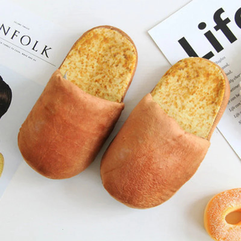 Simulation Bread Cotton Slippers Winter Home Soft Bottom Non-Slip Plush Warm Cotton Slippers 250731