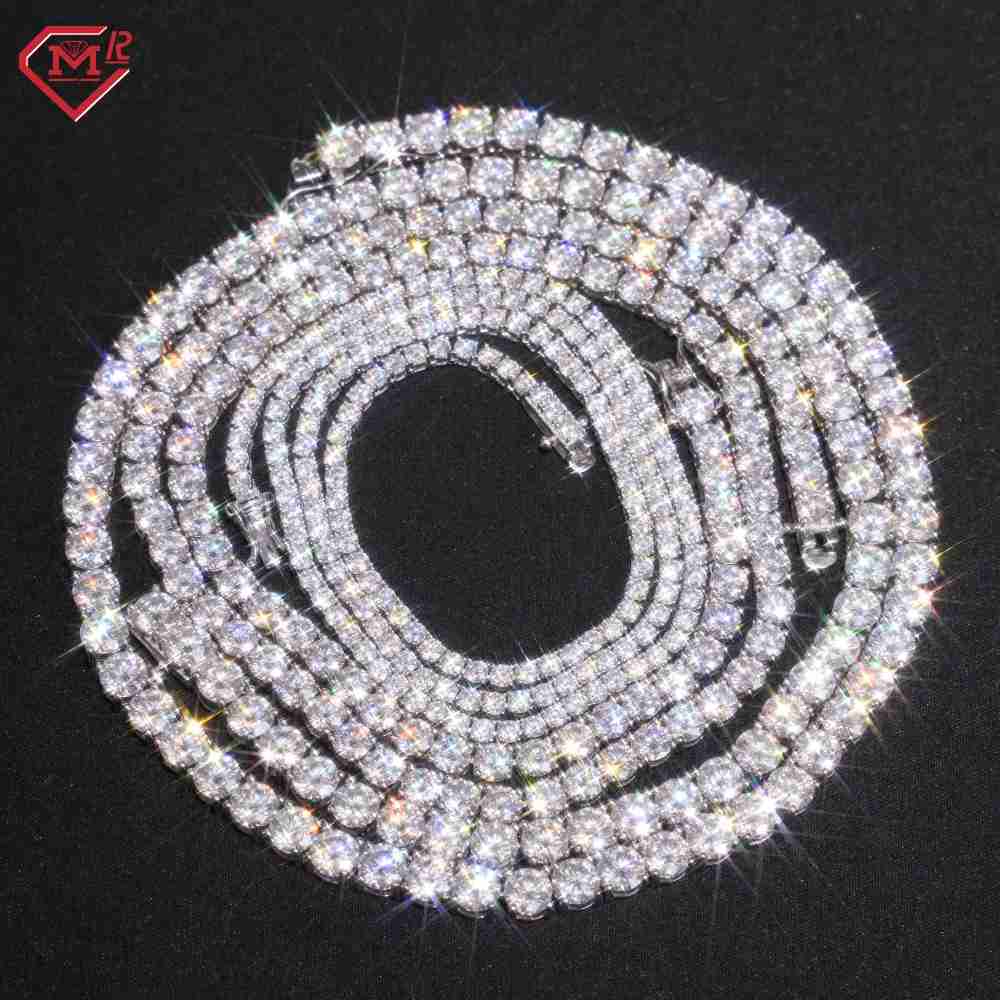 GRA Certificate 4MM Moissanite Tennis Chain Necklaces Jewelry 925 Silver Vvs Moissanite Chain
