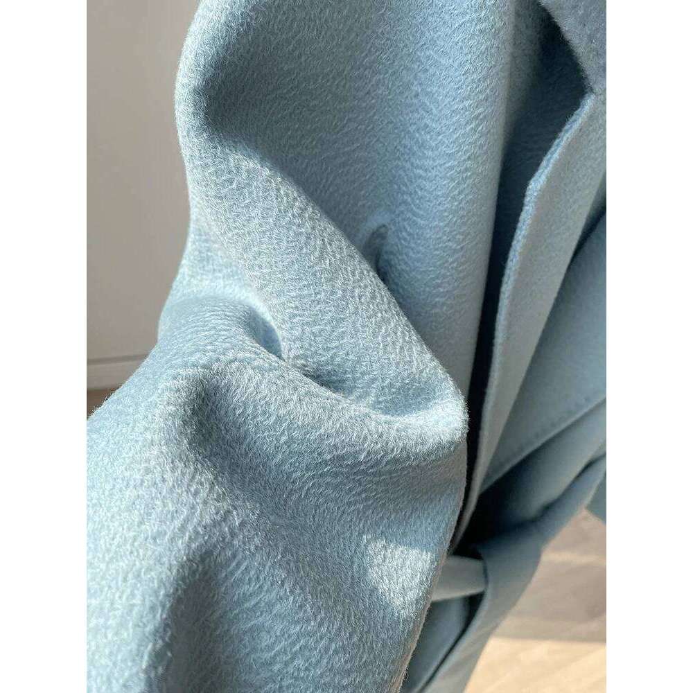 Women Handmade Hepburn Corrugated Water Ripples Double-Sided Wool Long Woolen Jacket Cashmere Coat Korean Max 250806