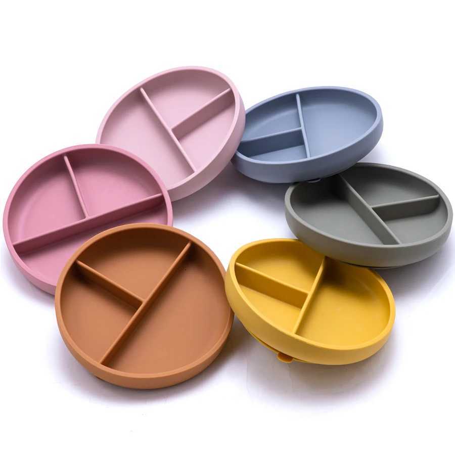ute Pure Color Weaning Childrens Tableware Feeding Suction Plate Training Bowl Dining Appliance Food Grade Baby Accessories X250806