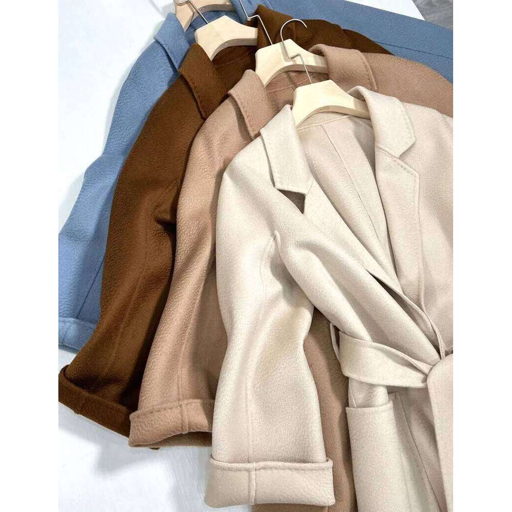 Women Handmade Hepburn Corrugated Water Ripples Double-Sided Wool Long Woolen Jacket Cashmere Coat Korean Max 250806