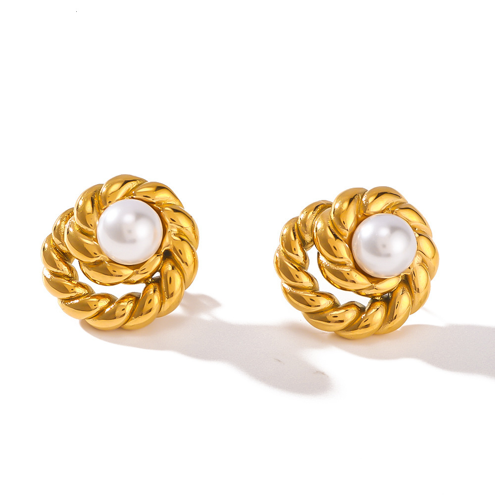 Free Shipping Designer Luxury Jewelry New Retro Round Braided Pearl Earrings High-end Vintage Exaggerated Personality Earrings Studs Women's Acce