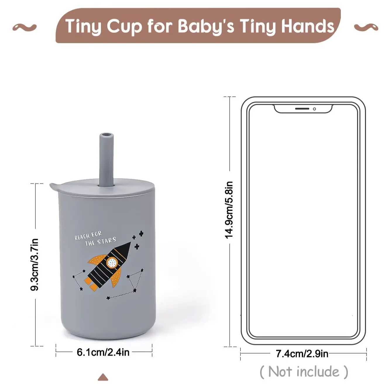 150ML Baby Silicone Cup with Exquisite Pattern Lid Portable Drink Straw Cup Children Leak-proof Feeding Grandma Bottle Cup X250806