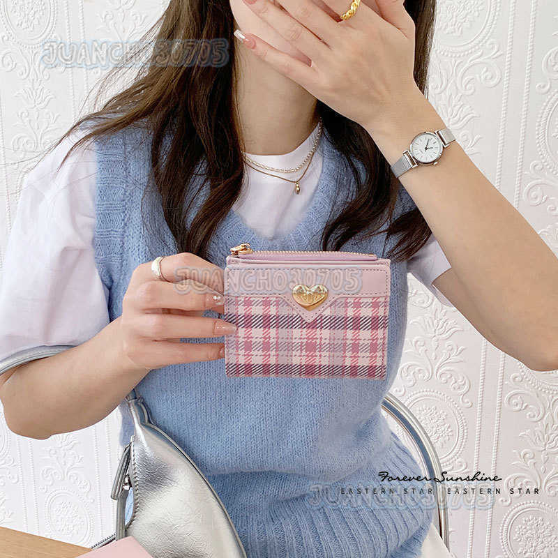 Simple Heart Large Capacity Womens Short Foldable New Zipper Coin Purse Multi-card Slots H250806