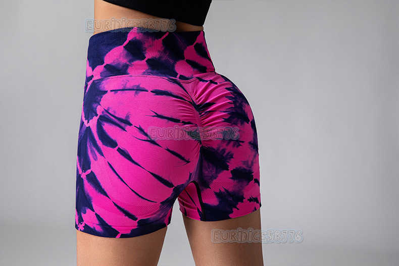 New Tie-dye Yoga Pants High Waist Hip-lifting Breathable Fitness Pants Dye-flower Three-quarter Yoga Shorts H250806