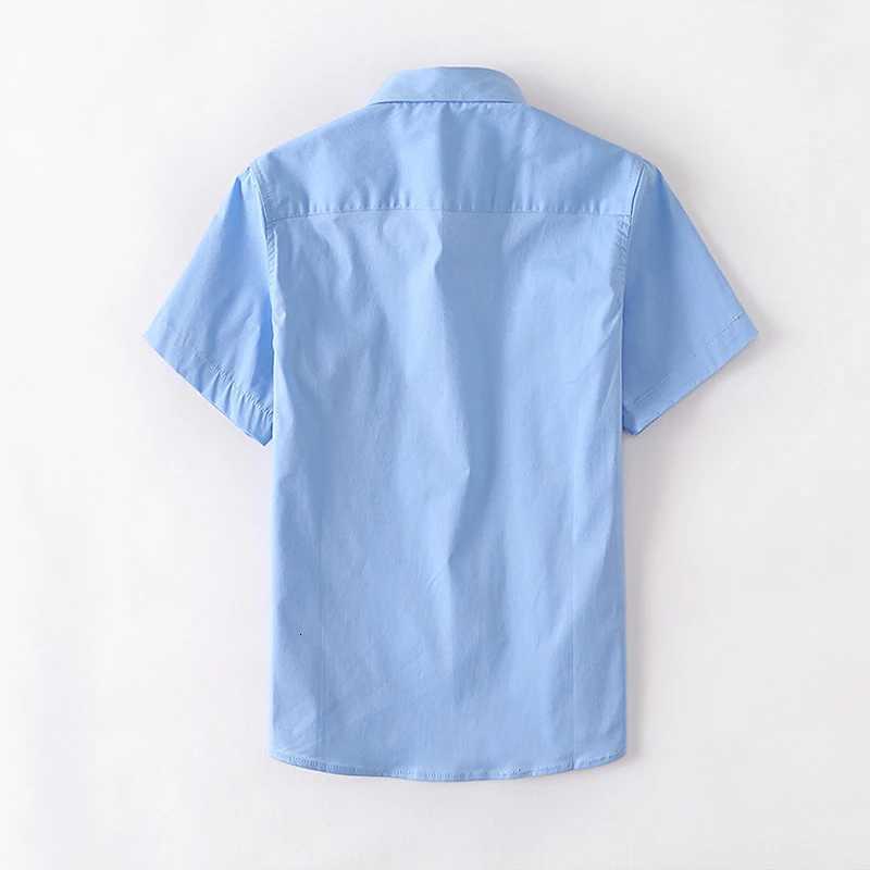 Summer Kids Blue Shirts for Girls School Uniform Blouses for Boys Short Sleeve Preppy Cotton Children Clothes Dresses 8 10 14 Y X250806