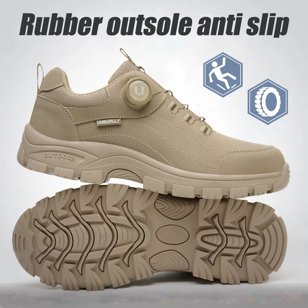Mens Steel-Toed Safety Shoes With Anti-Crush Anti-Puncture And Anti-Slip Soles Fashionable Button Industrial Work Shoes 250731