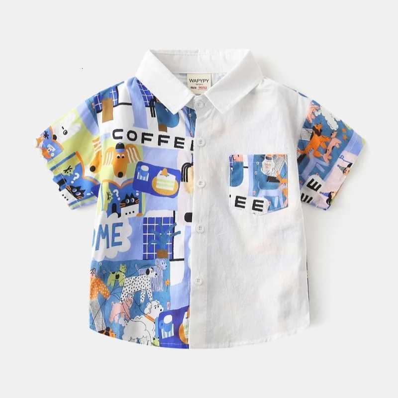 Summer Baby Clothes Toddler Boys Shirts With Collar Kids 2 To 3 4 5 6 7 Years Short Sleeve Cute Cotton Dinosaur Childrens Tops X250806