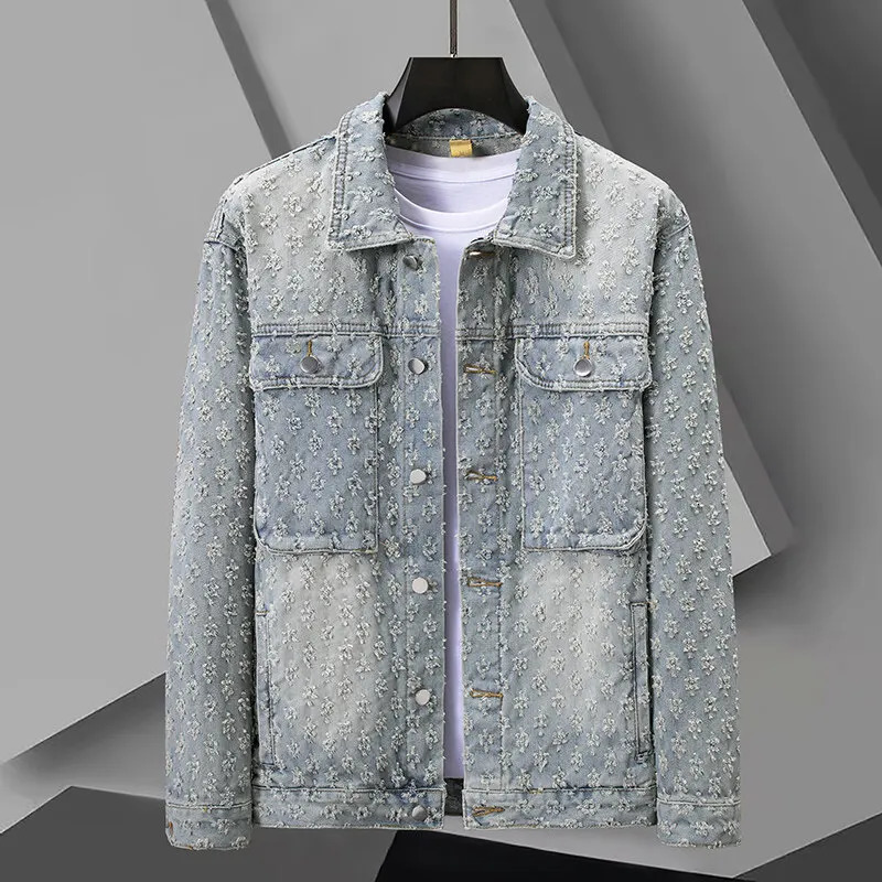 Spring Autumn Mens Denim Jackets Loosen Fit Vintage Jeans Coats Males Casual Clothes 250806
