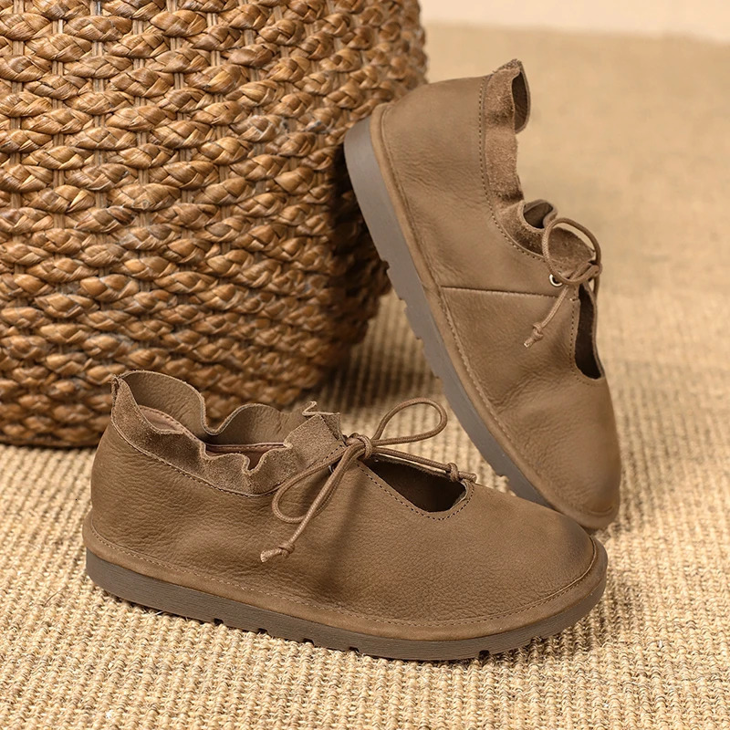 Artmu Original Flats Shoes for Women Lace Up Genuine Leather Spring Summer Soft Comfort Elegant Shoes for Ladies Zapatos 250731