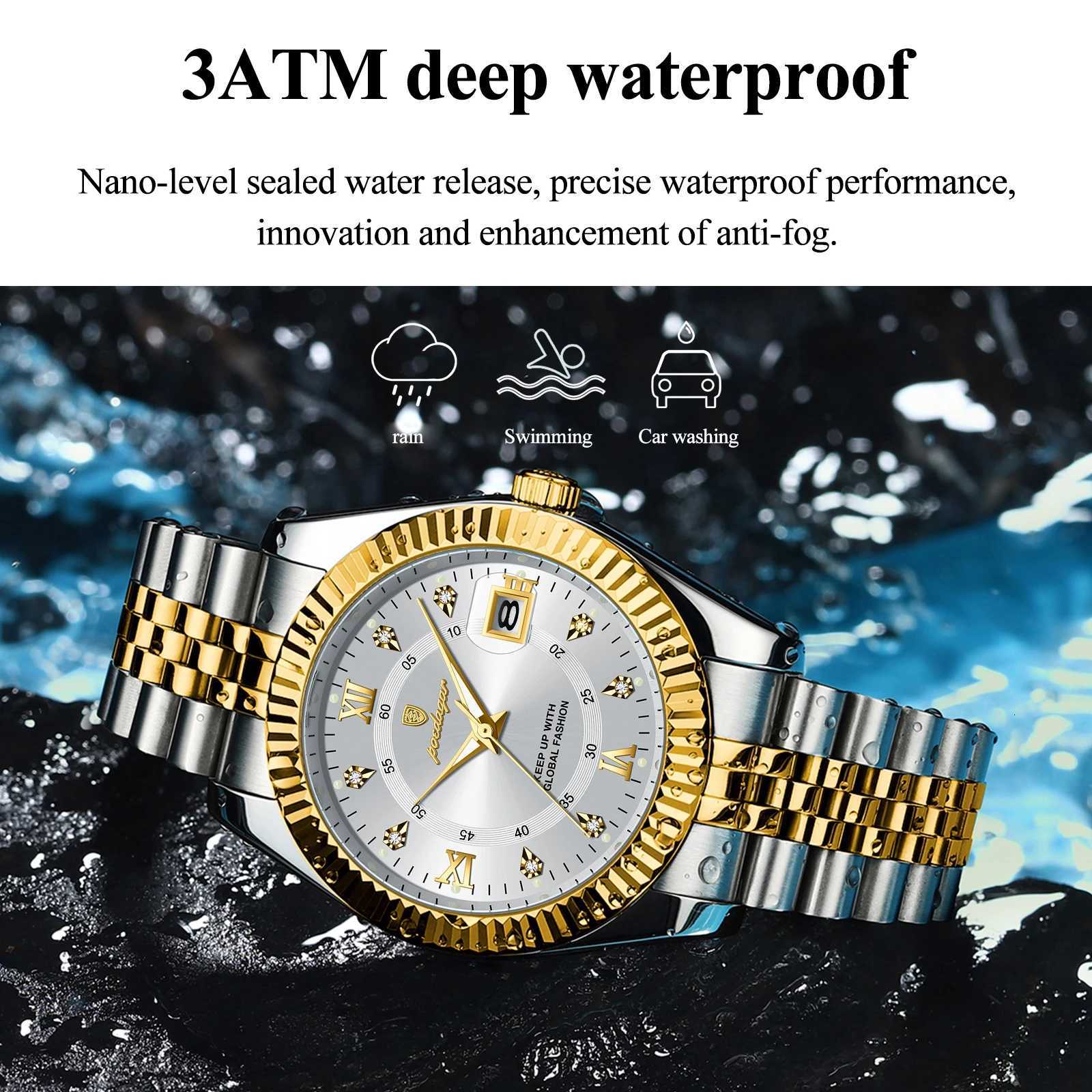 POEDAGAR Luxury Trend Mens Ice Waterproof Luminous Stainless Steel Male Date Quartz Business Mens Wristwatch + Gift Box W250806
