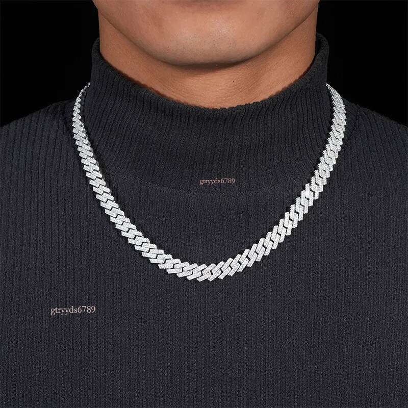 Hip-hop jewelry bracelet 10mm fully polished stone gemstone inlay style S Sier diameter Cuban chain trendy brand necklace accessory