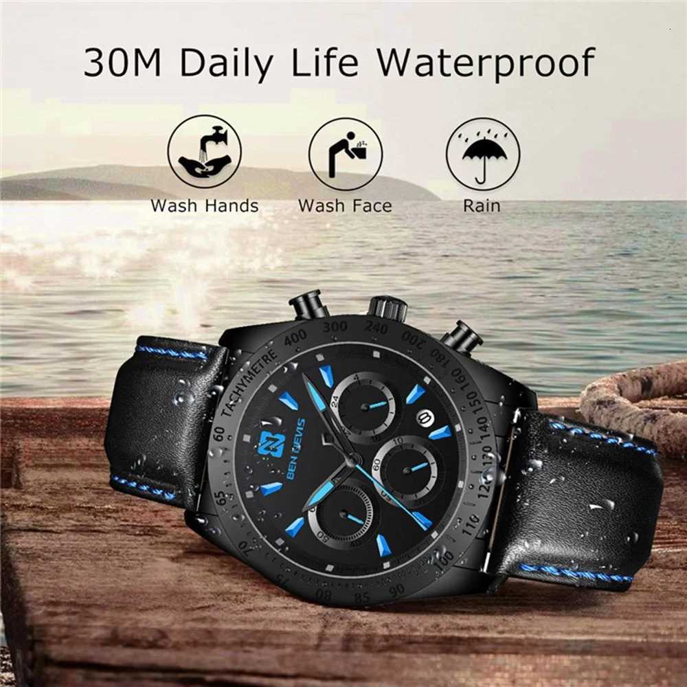 40mm Men Sports Quartz Leather Strap Wrist install Quartz ment Luxury 30M Diving Men Wrist W250806