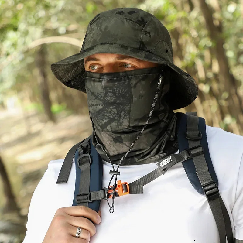 60-65cm XXL Big Head Hat Men Lightweight Sunscreen Quick-drying Sun Bucket Hats Summer Outdoor Jungle Fisherman Cap 2024 250805