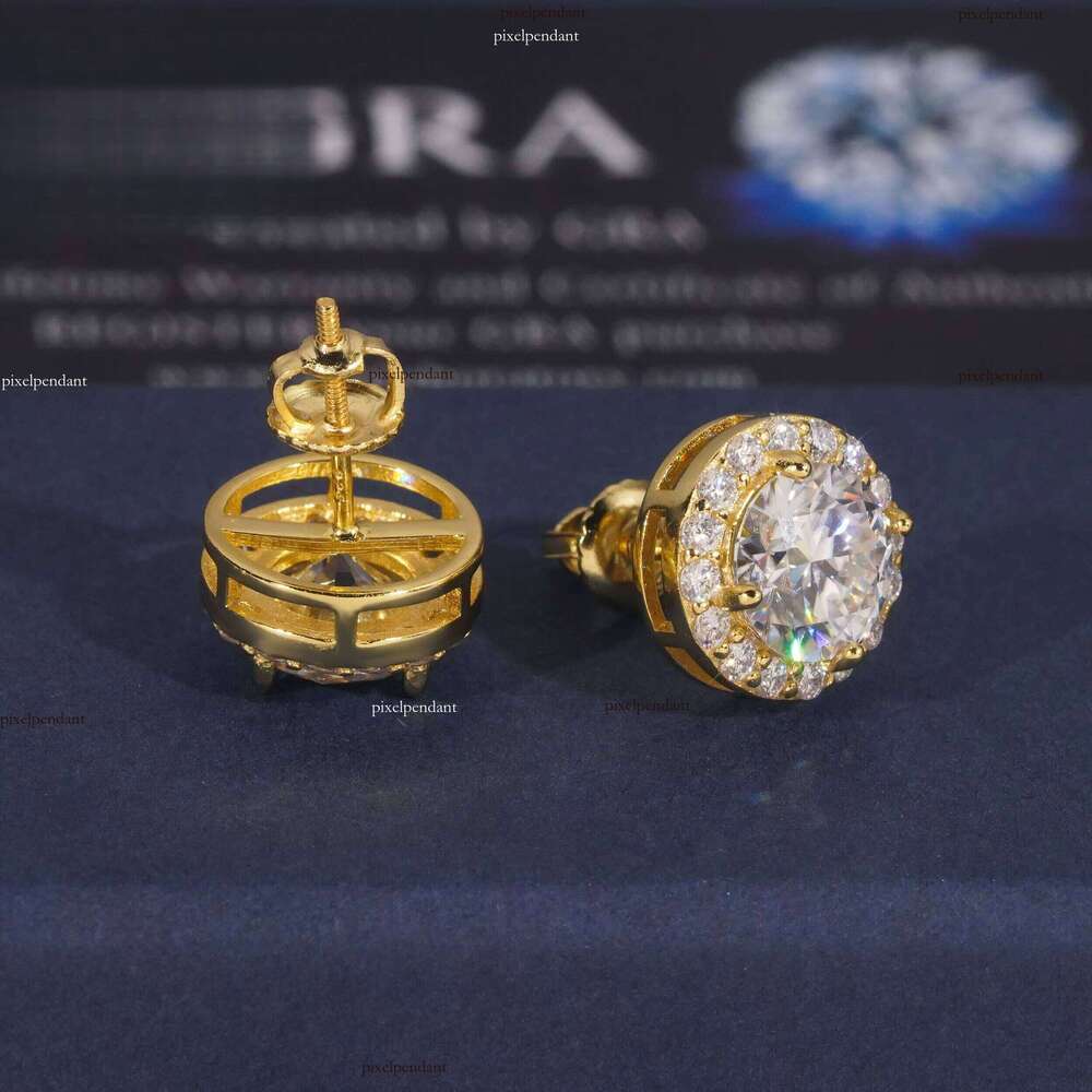 Ready to Ship Pass Tester Iced Out Boutique Hip Hop Jewelry Screw Back S VVS Moissanite Stud Women Earrings
