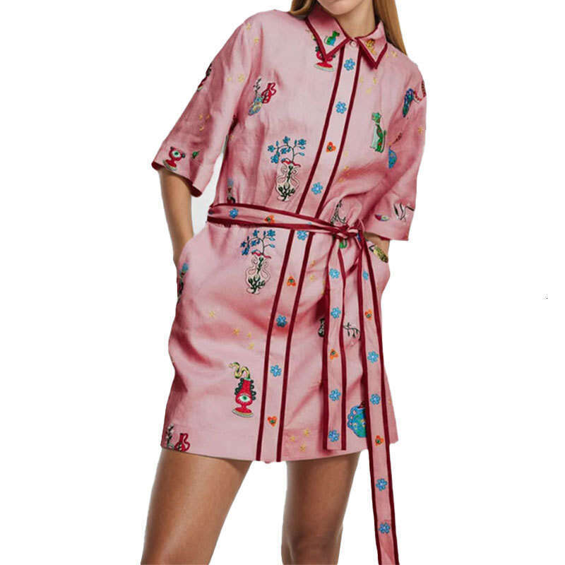 Women's Casual Printed Shirt Cardigan Elegant Versatile Dress B5