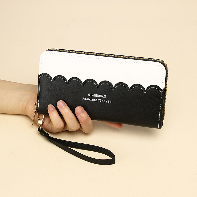 Korean Version New Women's Zipper Long Wallet Female Ins Japanese Trend Fresh Style Large Capacity Stitching Clutch