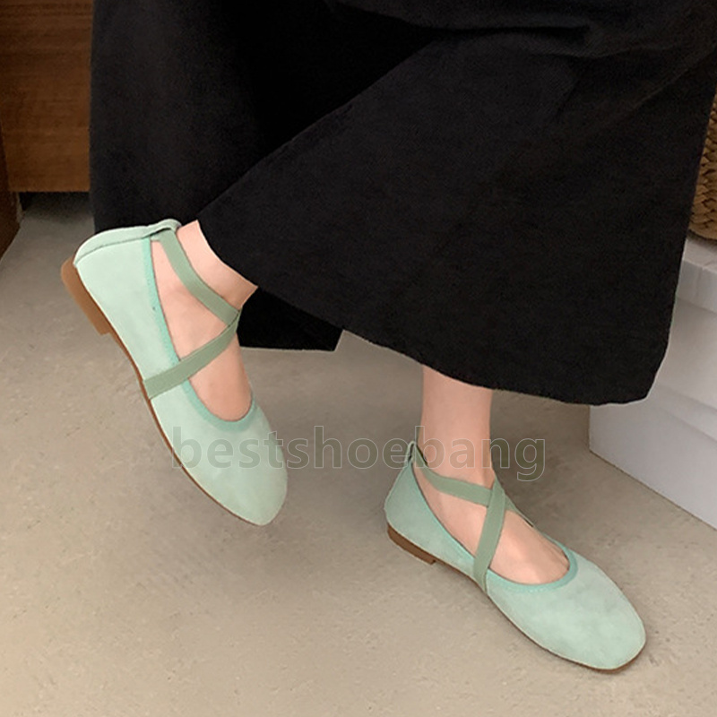 designer shoes ballet flats heels loafers womens elegant round toe mary jane shoes fashion soft crossover elastic band single shoes