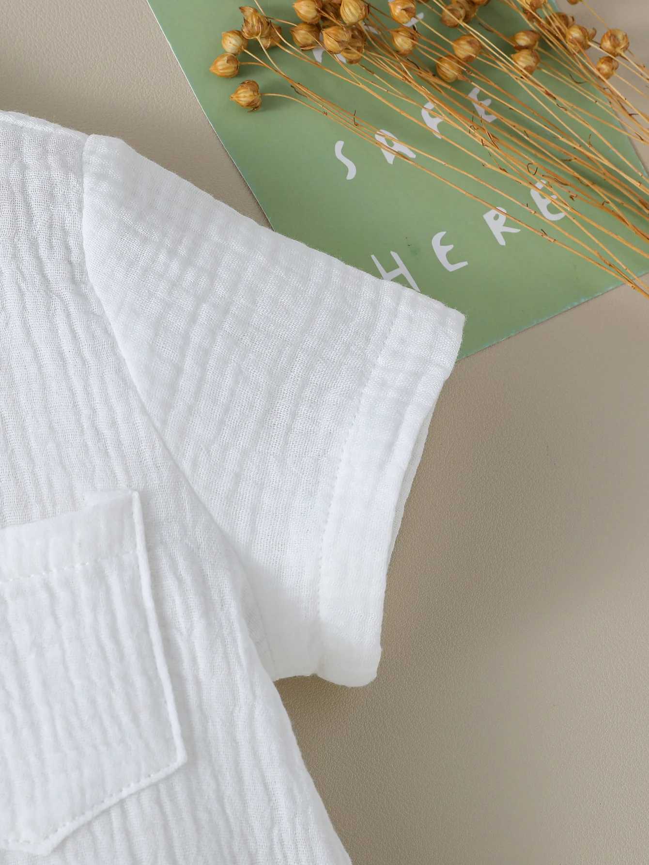 Childrens New Summer Solid Color Casual Shirt with Korean College Style X250806