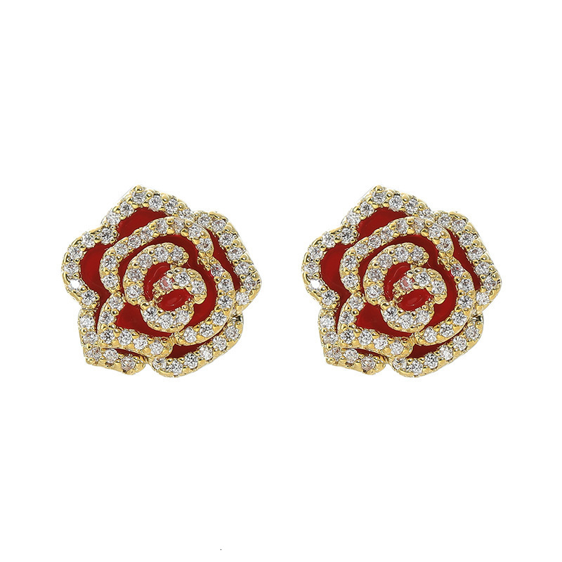 Free Shipping Designer Women's Luxury Jewelry S925 Silver Needle Elegant And Fashionable Diamond Inlaid Two-way Wearing Earrings Rose Tassel Ear 