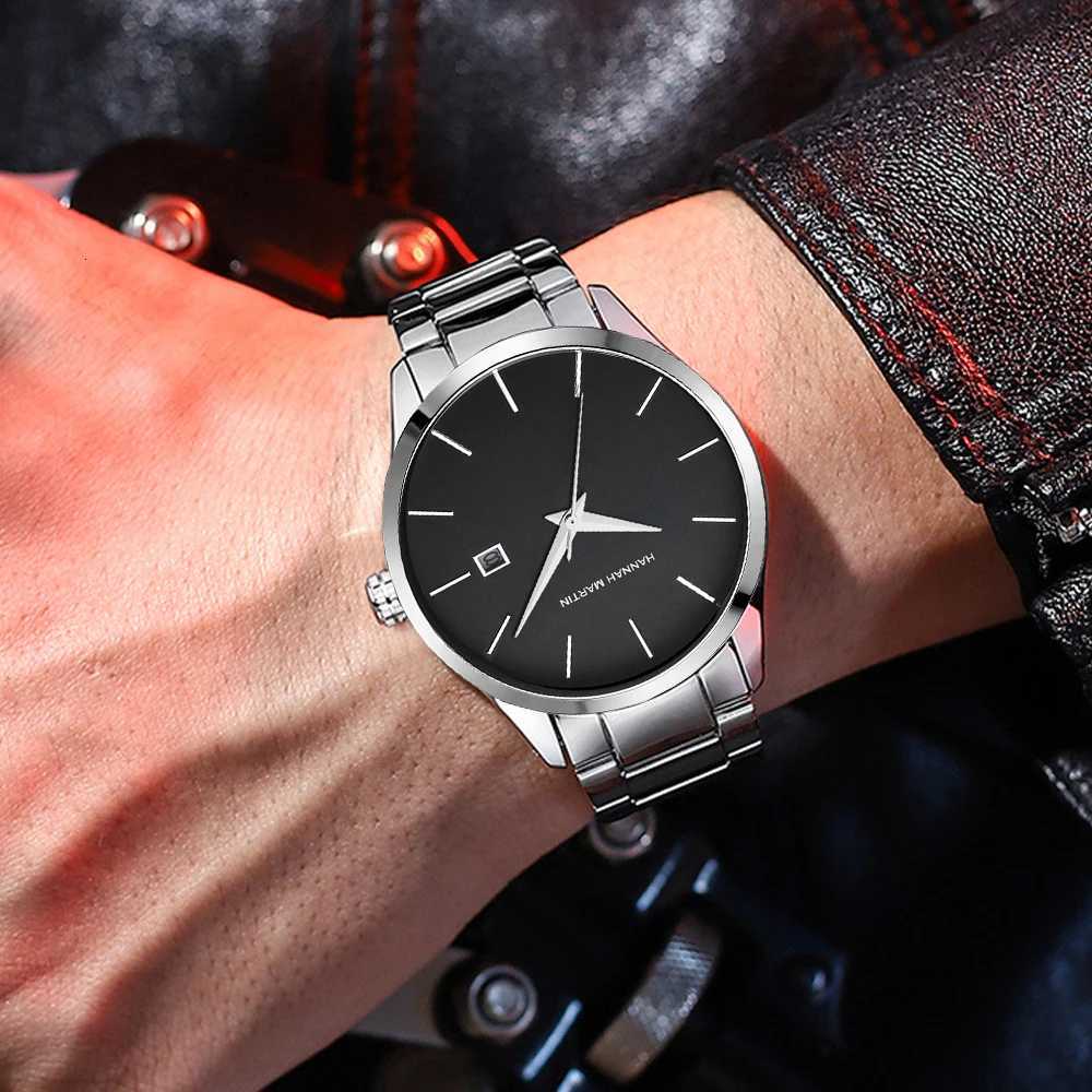 Men Top Brand Luxury Calendar Stainless Steel Quartz Fashion Business Full Black Waterproof Sports Mens Watch W250806