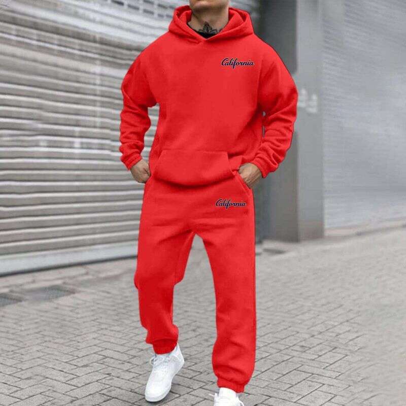 Designer Leisure High Quality New Autumn Winter Men's Joggers 2 Piece Tracksuit Fashion California Letter Printed Hoodie And Pants Set Men Outfit
