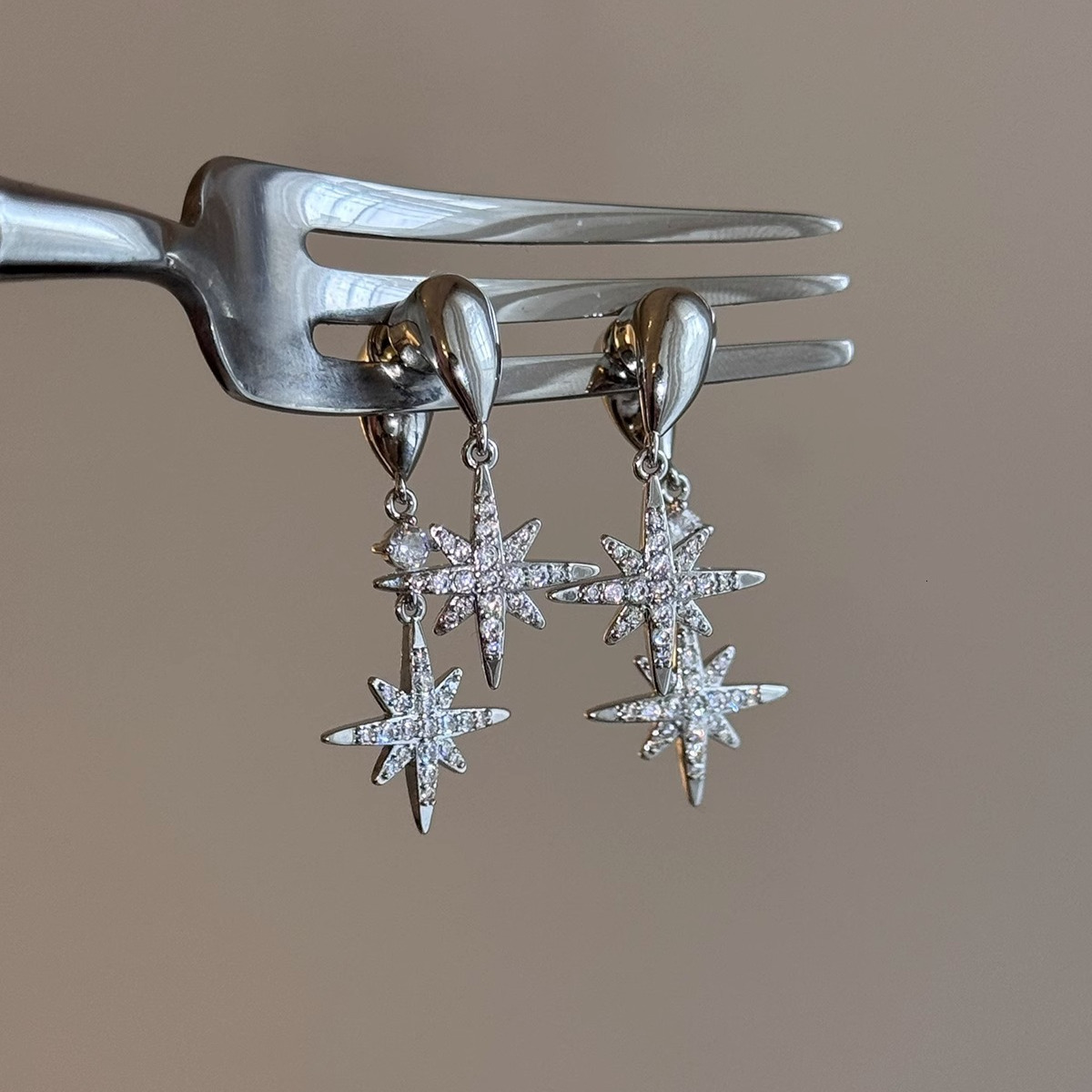 Y2K Sweet And Cool Spicy Girl Zircon Octagonal Star Earrings, Free Shipping, Designer Women's Luxury Jewelry, Personalized Rhinestone Fashion Acc