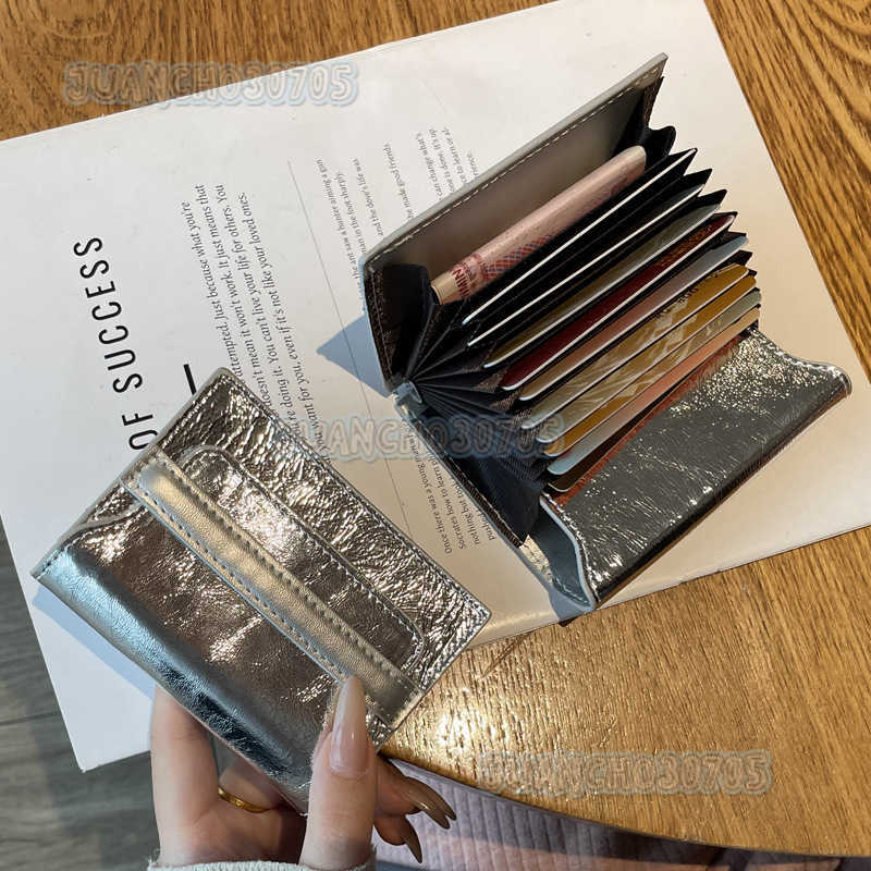 Genuine Leather Womens Card Holder Top Layer Cowhide Large Capacity Multi-card Slot Solid Color Mini Card Case New Fashion Simple Card Clip H250806