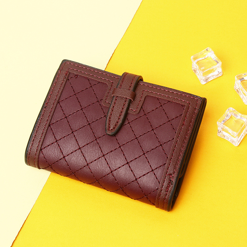 ins Small Multi-Card Slots Drawstring Soft Leather Texture Short Style Student Anti-Demagnetization Anti-Theft Swipe Wallet