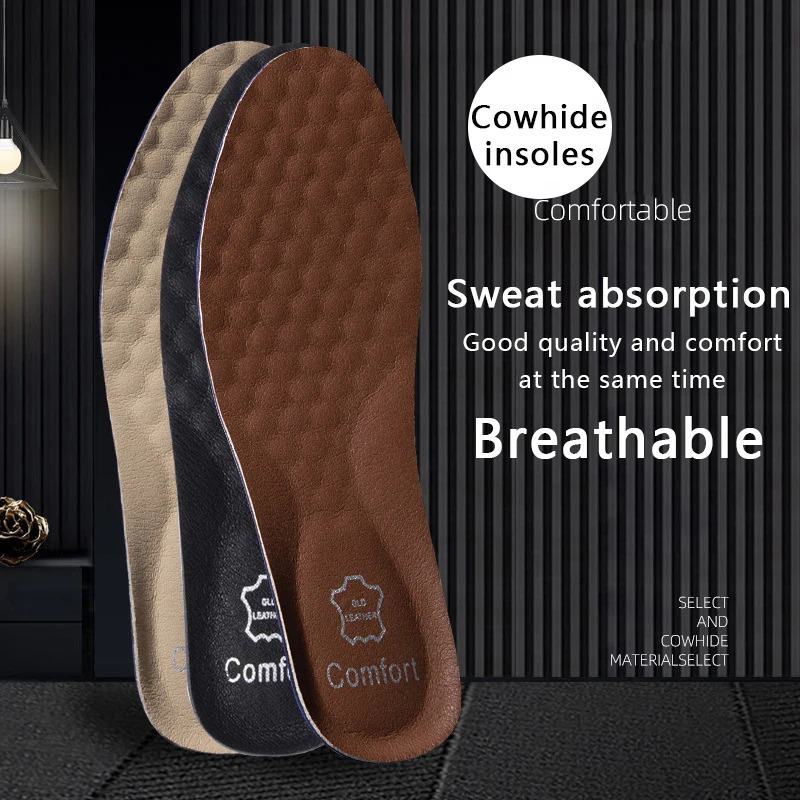 1Pair Leather Shoe Insoles for Feet Arch Support Orthopedic Insole Plantar Fasciitis Shoe Pads Shock-absorbing Cowhide Shoe Sole 250805