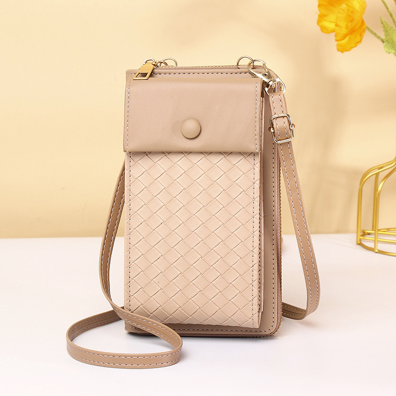 Niche Bags for Women New Wallet Woven Pattern Single Shoulder Crossbody Small Versatile Ins Style Phone Bag Portable