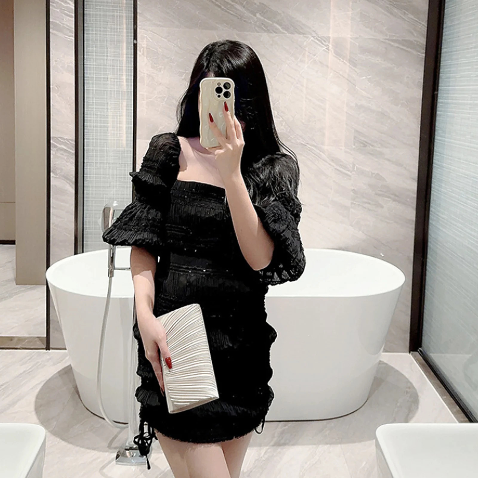 Women Evening Clutch Bags Elegant Female Silver/Black/White Clutch Wedding Purse Party Handbag Ladies Chain Shoulder Bags 250730